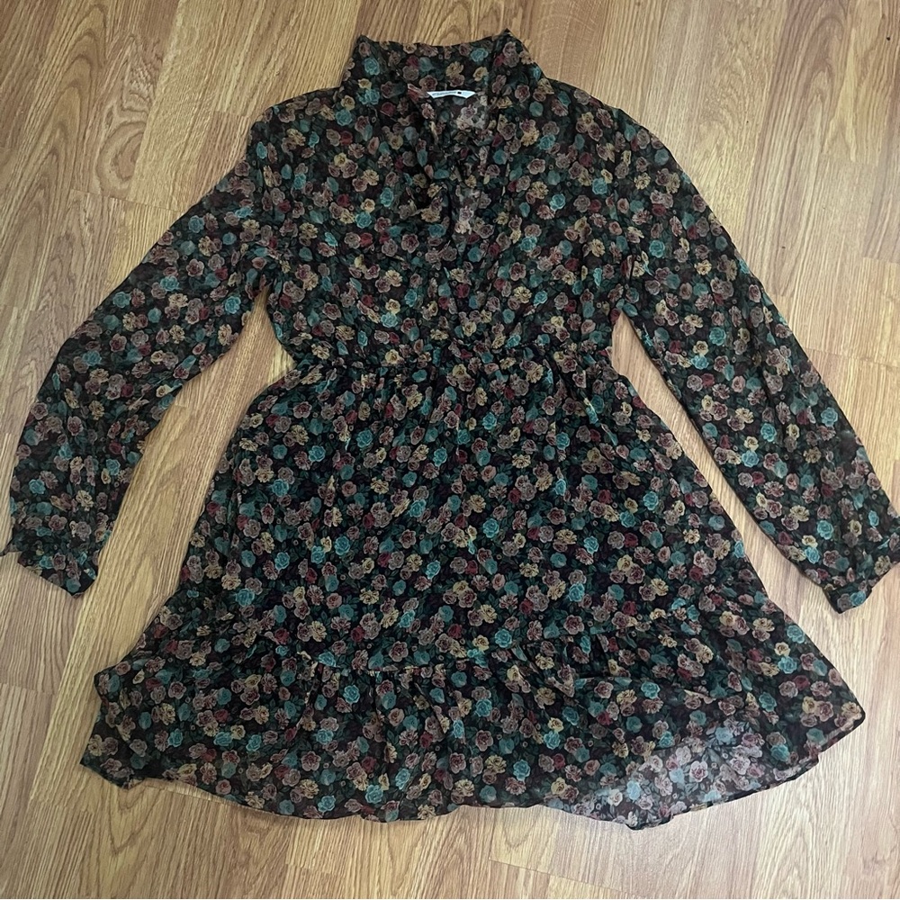 Zara Flower Black Mini Dress